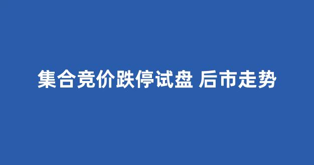 集合竞价跌停试盘 后市走势(集合竟价跌停试盘)_https://www.brunchezvous.com_旅游攻略_第1张